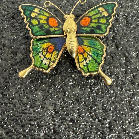 Butterfly refrigerator magnets gold tone acrylic multicolored designs - GR14 - Picture 6 of 11